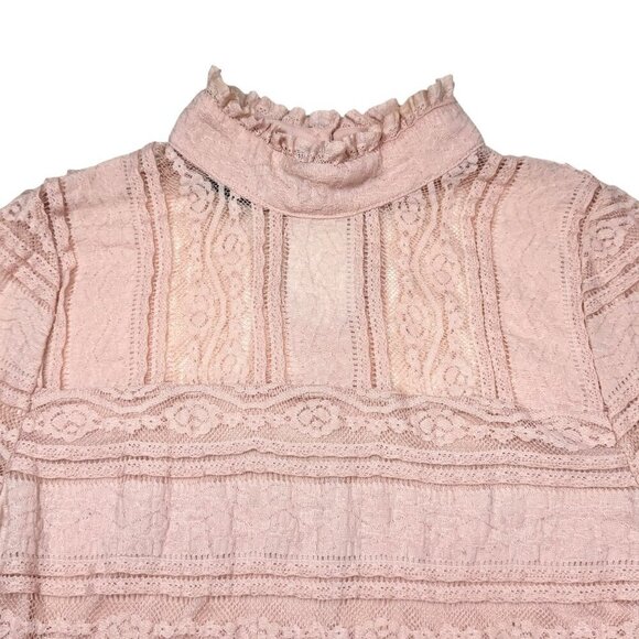 VTG Y2K BEBE  Lace Top Sz.M Petal Pink Stretch Coquette Romantic Victorian Boho - Picture 8 of 11